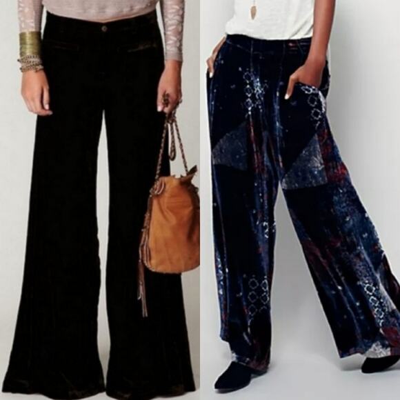 Free People Silk Velour Extreme Wide Leg Size 8 Pants - Picture 7 of 9